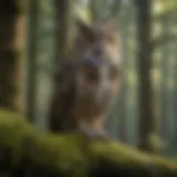 Majestic Owl perched on a moss-covered branch