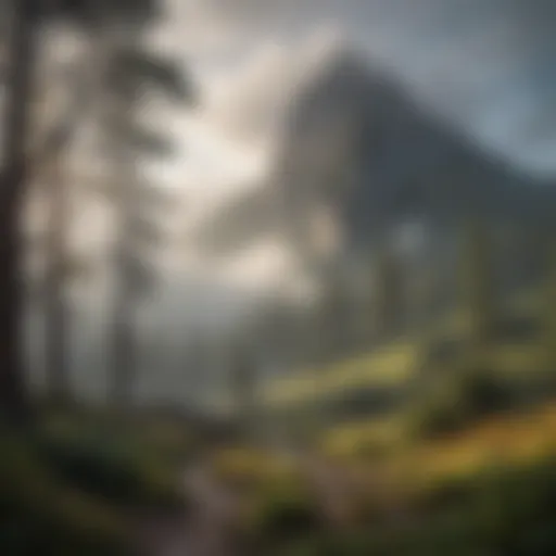 Majestic peak shrouded in mist