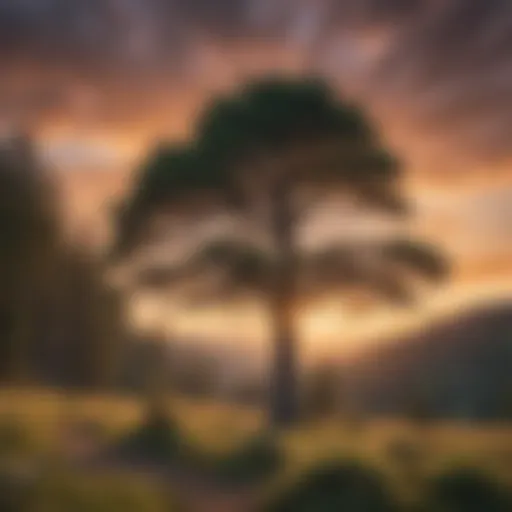 Majestic Pine Tree against Sunset Sky