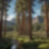 Majestic pine trees surrounding Navajo Lake Lodge