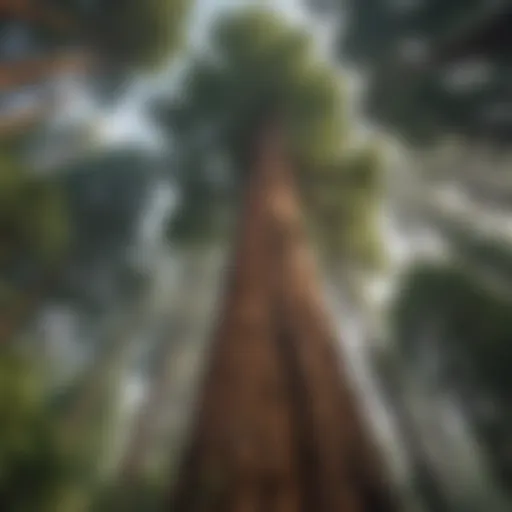 Majestic Redwood tree towering over lush forest canopy