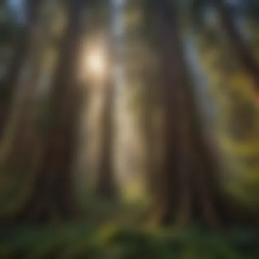 Enchantment of Redwood Canopy Majestic redwood trees towering in American forest