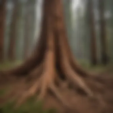 Roots of Resilience: Mighty Sequoia Anchors Majestic Sequoia Roots Anchoring the Earth