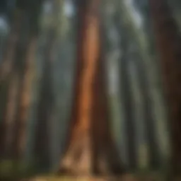 Majestic Sequoia trees in lush forest