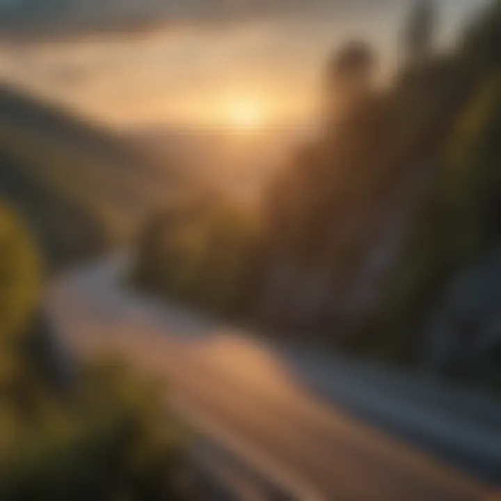 Majestic sunrise over Tennessee's winding scenic highway