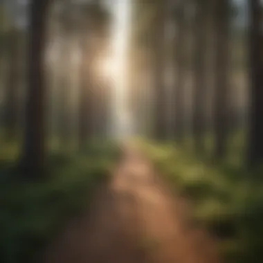 Tranquil Path Amidst Pine Canopy Majestic Trail through Pine Forest