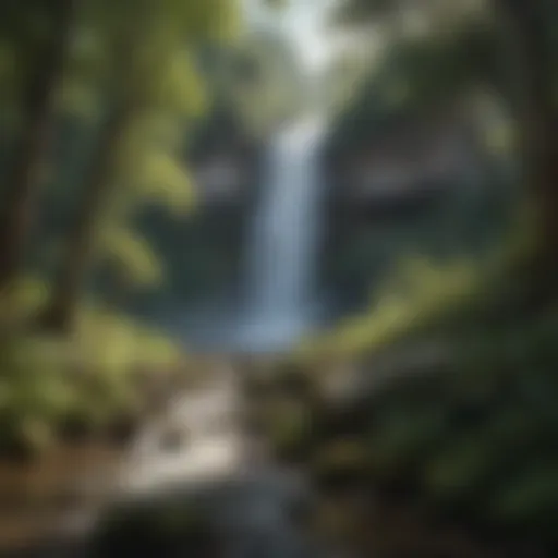 Majestic Waterfall amidst Verdant Wilderness