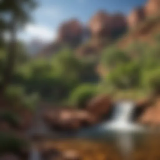 Majestic Waterfall in Sedona surrounded by lush greenery