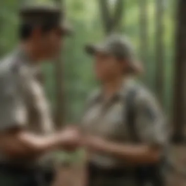 Park ranger educating visitors on conservation in Maryland park
