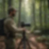 Ranger observing wildlife in Maryland forest