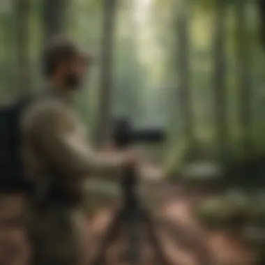 Ranger observing wildlife in Maryland forest