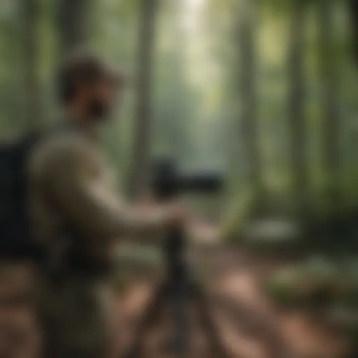 Ranger observing wildlife in Maryland forest