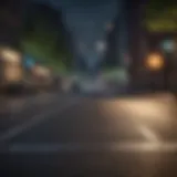 Urban Night Scene with Glowing Road Sign Illuminated Road Sign in City at Night