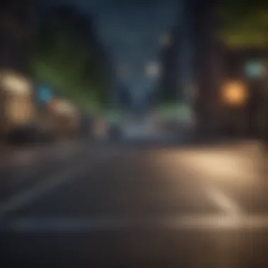 Urban Night Scene with Glowing Road Sign Illuminated Road Sign in City at Night