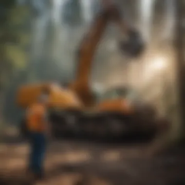 Expert heavy equipment mechanic inspecting machinery