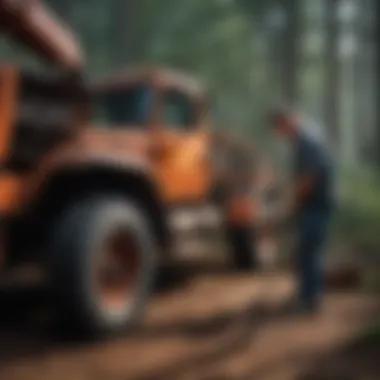 Heavy equipment mechanic repairing machinery