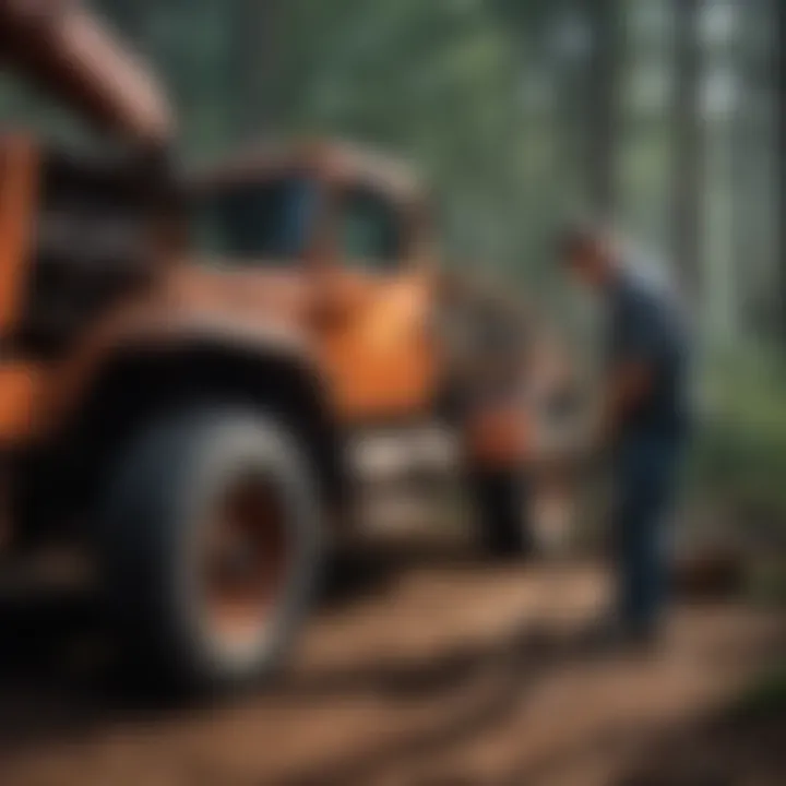 Heavy equipment mechanic repairing machinery