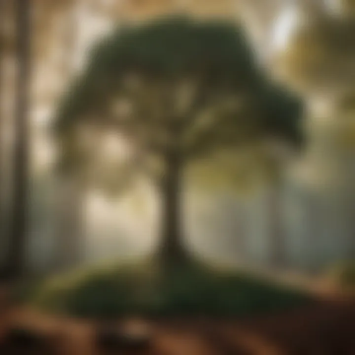 Symbolic representation of a memorial tree in a serene setting