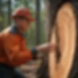 Michigan DNR forestry expert examining tree rings