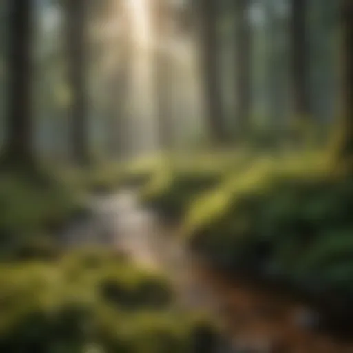 A serene forest landscape showcasing the natural habitat of midges