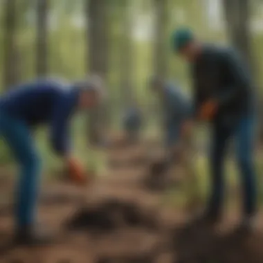 Community members participating in tree planting event