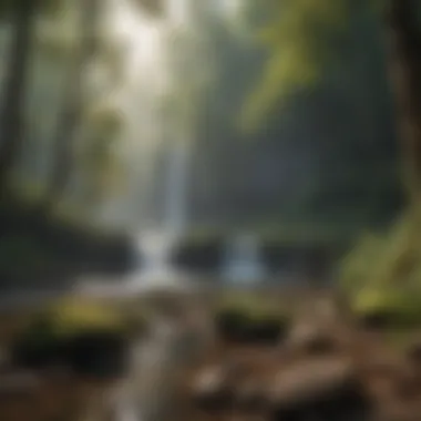 Tranquility at the Waterfall Fishing Spot Misty Morning Fishing by the Waterfall