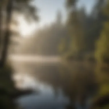 Misty morning fog embracing Amhurst Lake