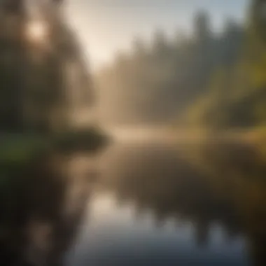 Misty morning reflection at North South Lake