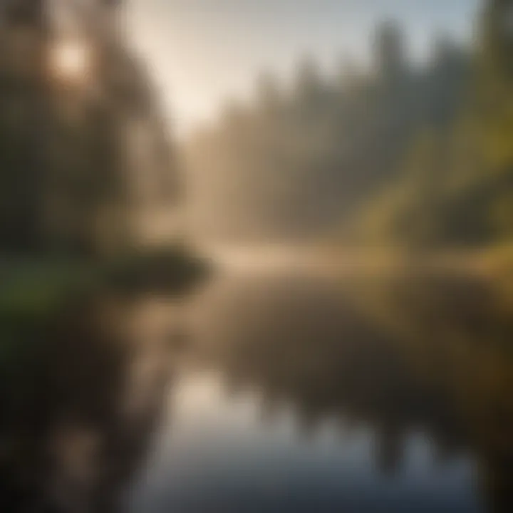 Misty morning reflection at North South Lake