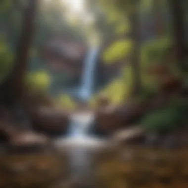 Misty morning at a serene and secluded waterfall in Sedona