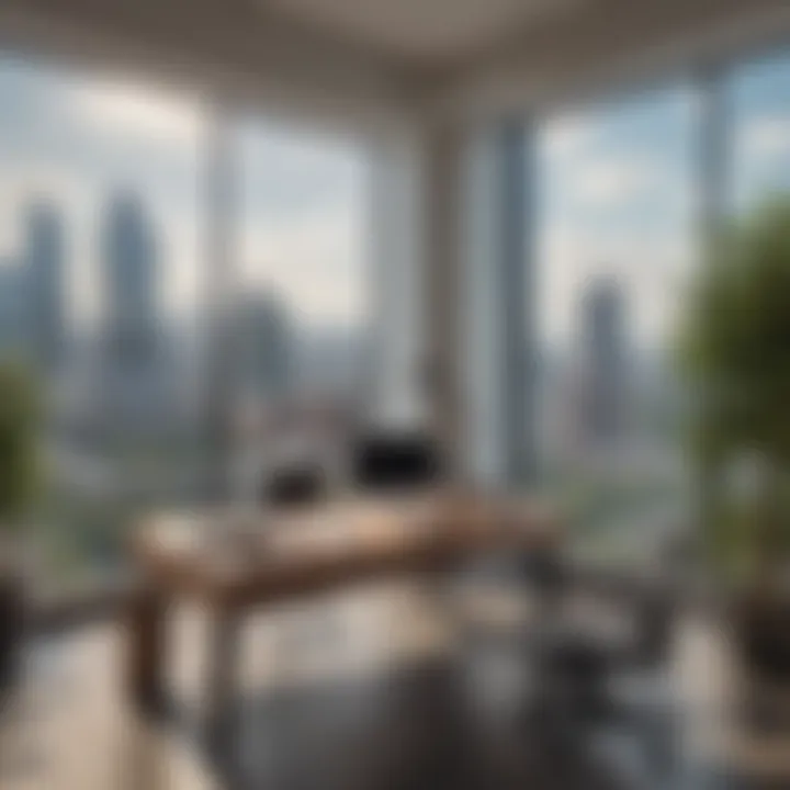 Modern office interior with city view