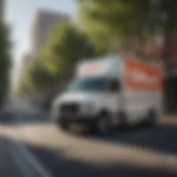 Modern U-Haul Obt Truck on Urban Street