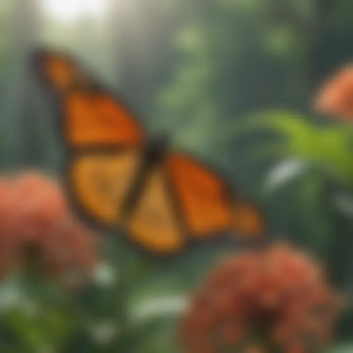 Monarch butterfly resting on milkweed, depicting its dependence on the plant