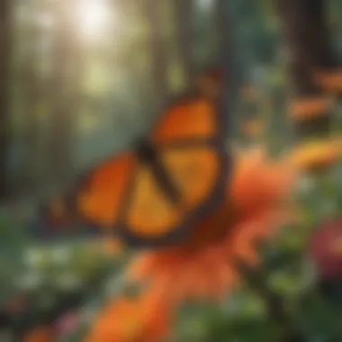 Monarch Butterfly Resting on Vibrant Flowers