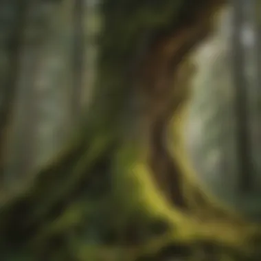 Timeless Beauty: Moss-Covered Tree in Oregon Wilderness Moss-covered ancient tree in Oregon wilderness