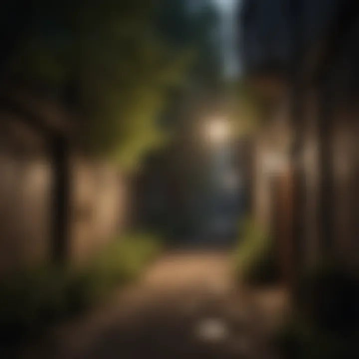 Motion-sensor light activating in a dark alley