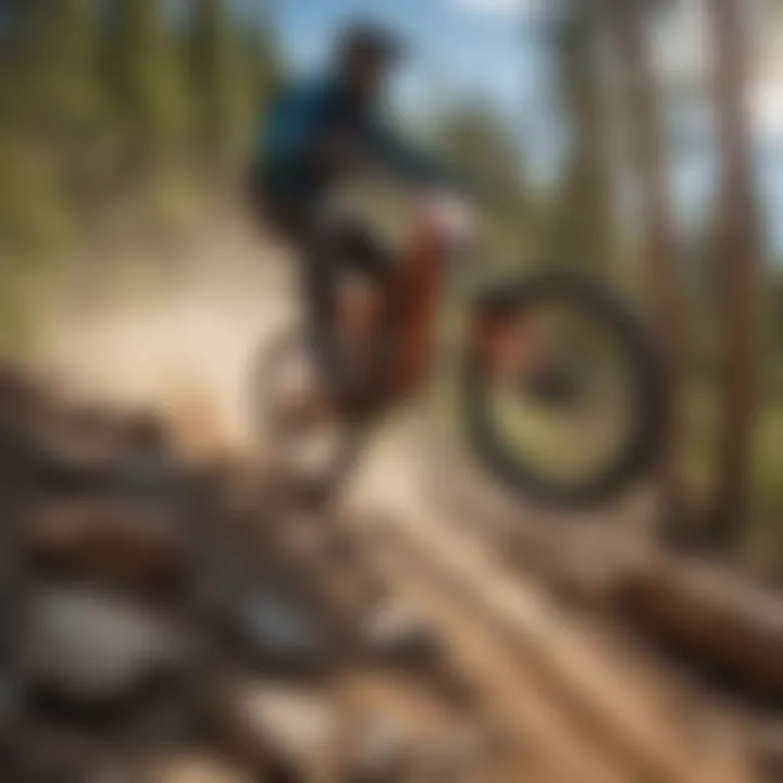 Mountain Biker Jumping Over Natural Obstacle