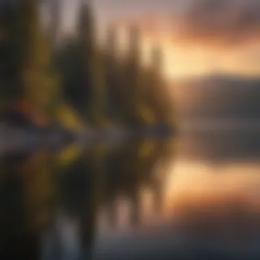 Serene Sunset Over the Lake Mountains reflecting in the tranquil waters of Lake Arrowhead at sunset