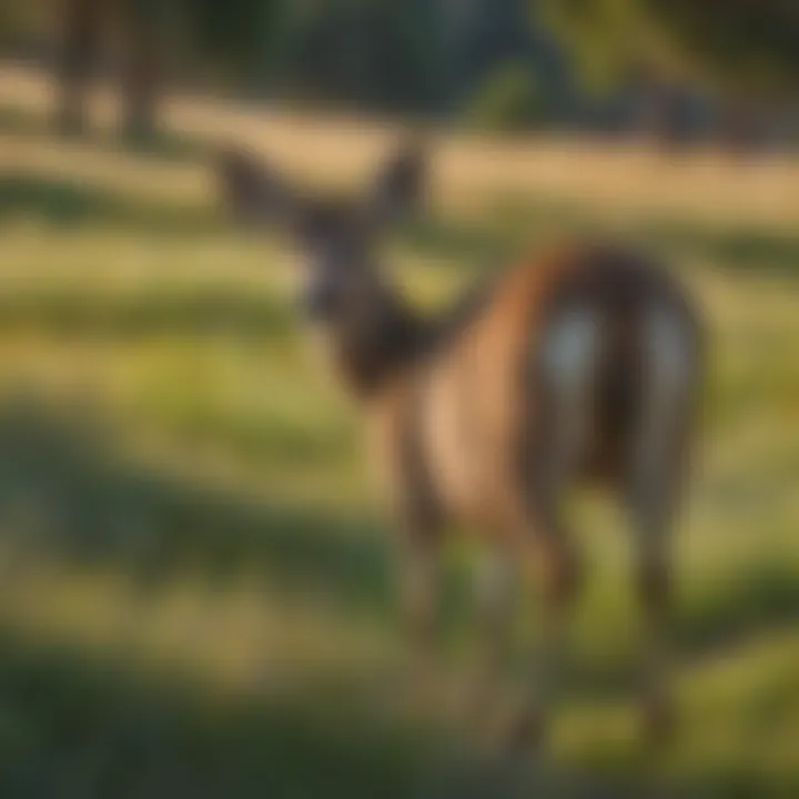 Mule Deer Doe Grazing in Lush Californian Meadow