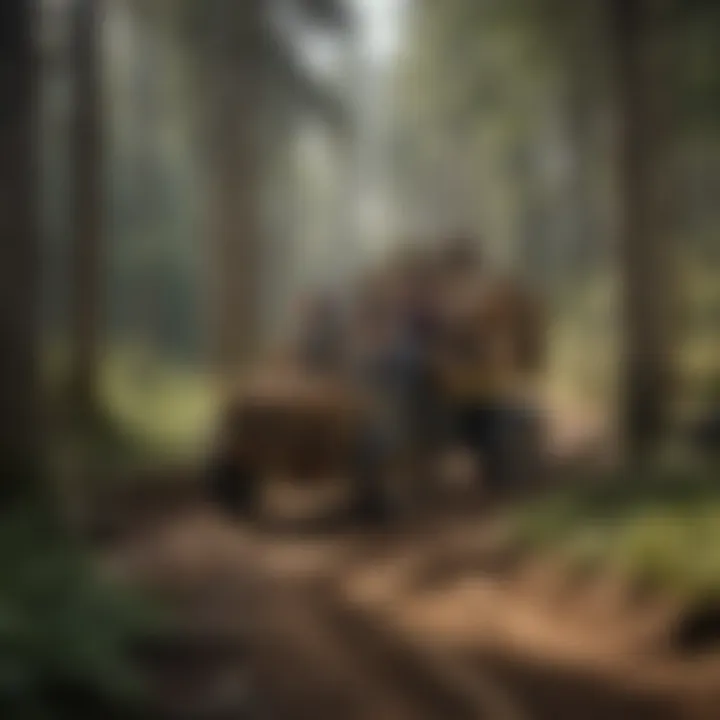 Uphill Haulers Work mules pulling a log skidder uphill in a rugged terrain