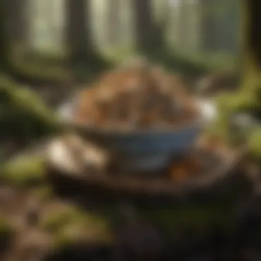 Culinary Delights with Mushroom Infusions A vibrant assortment of colorful gourmet dishes featuring mushrooms as the main ingredient