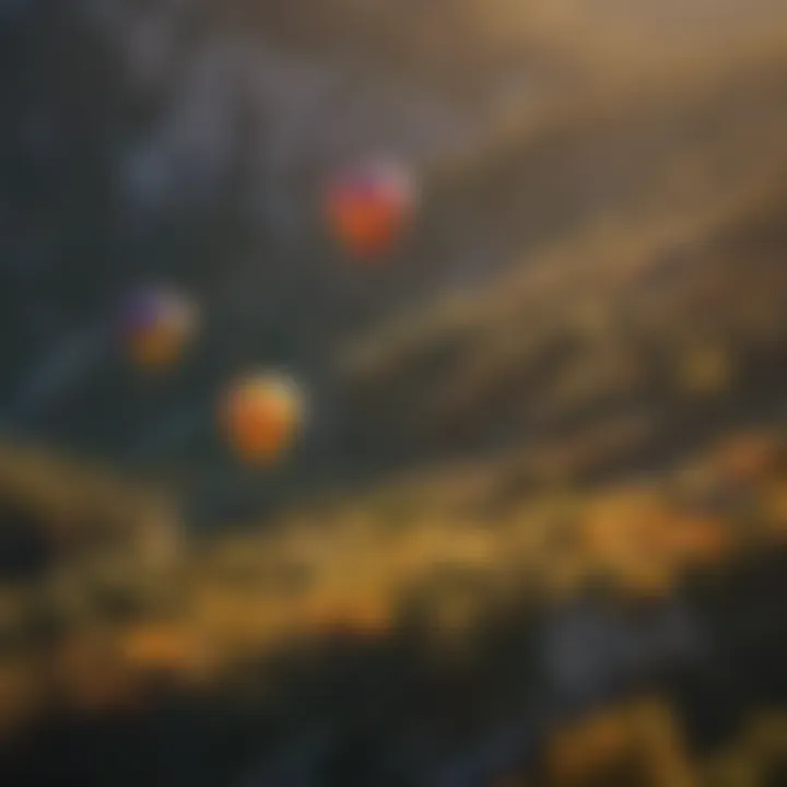 Aerial Bliss: National Parks Adventure Colorful hot air balloons floating over a national park