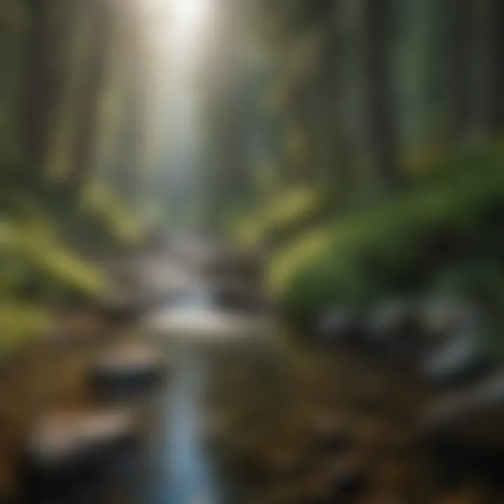 Nature's Tranquility: National Parks Experience Crystal clear river flowing through lush green forest