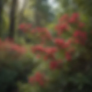 Close-up of a native shrub in bloom, highlighting its colorful flowers and foliage