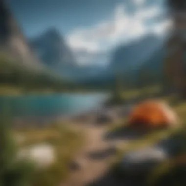 A serene campsite set against the backdrop of Glacier's rugged mountains
