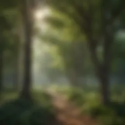 A lush tree nursery showcasing a variety of tree species native to Nebraska