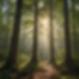 Lush forest canopy with sunlight filtering through