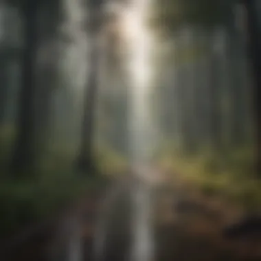 A forested area affected by severe weather