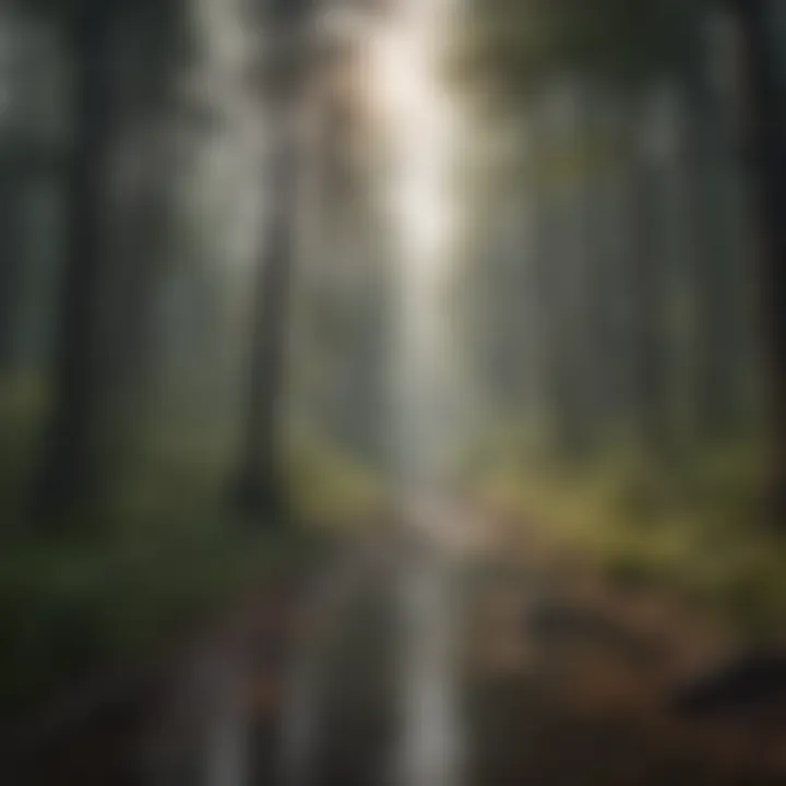 A forested area affected by severe weather