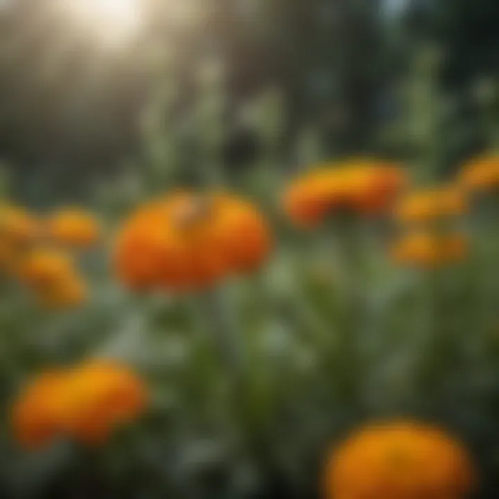 Honeybee Feeding on Marigold Nectar